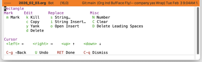 Screenshot of Casual rectangle menu